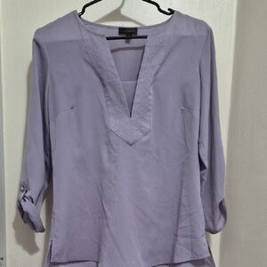 The Limited Lavender Split V-Neck Blouse